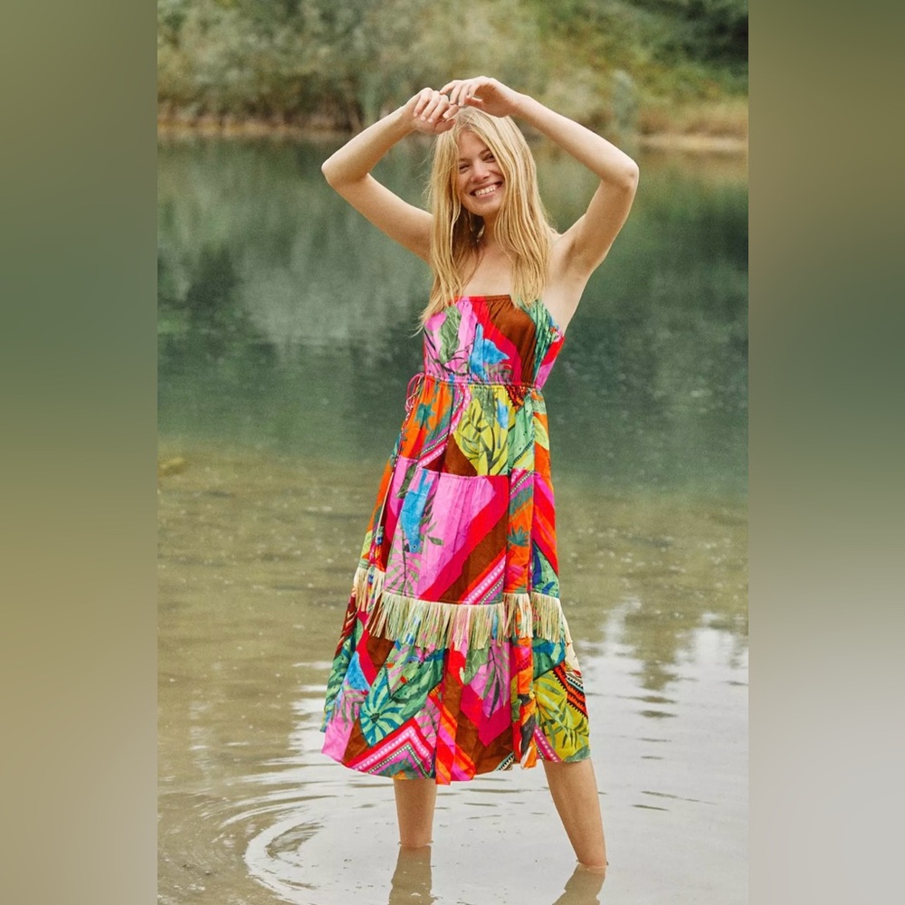 NWT Farm Rio Palila fringe midi dress